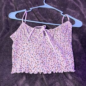 Flowery white cropped tank